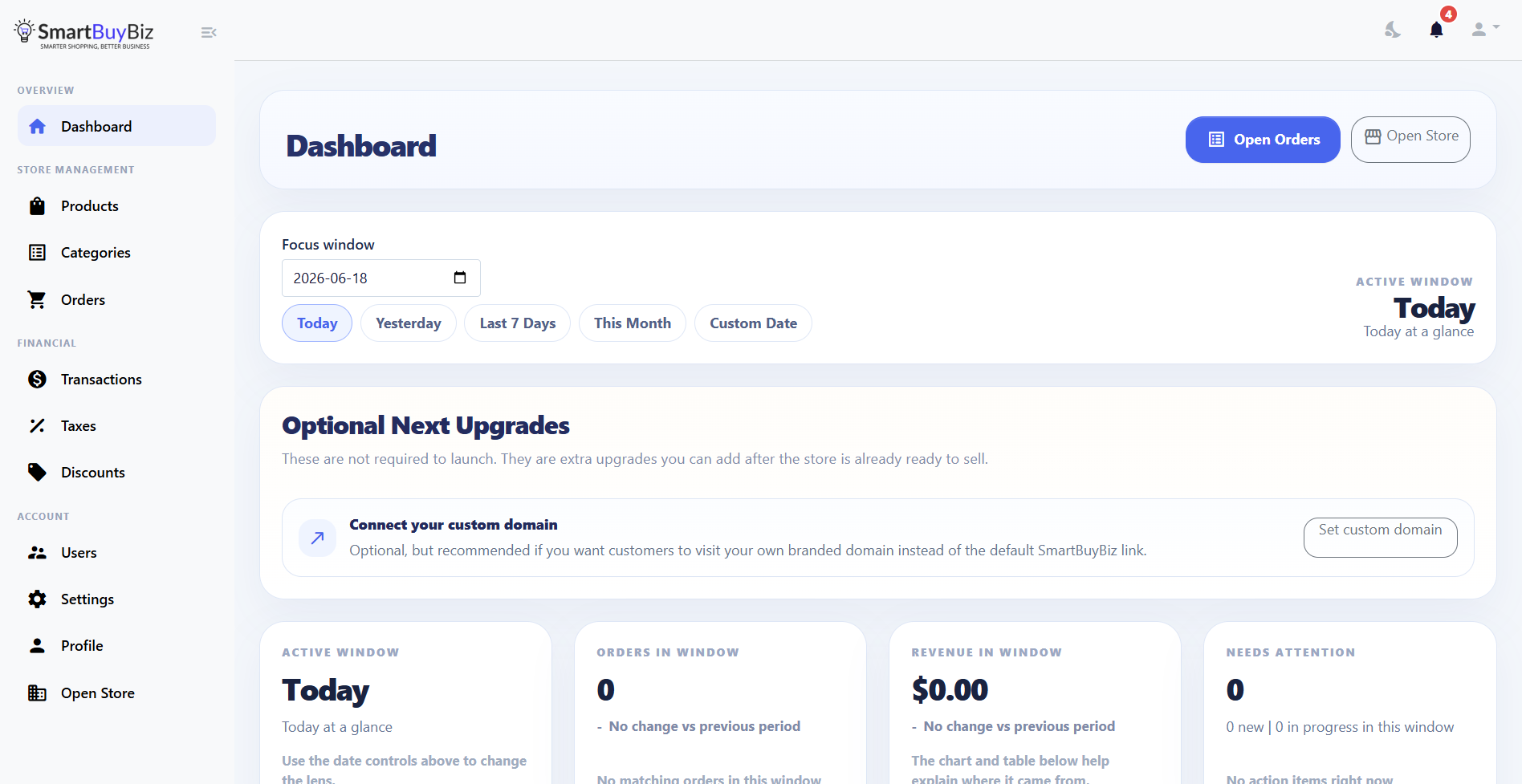 SmartBuyBiz admin dashboard snapshot